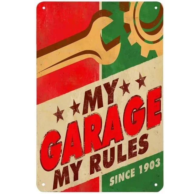 Vintage Metal Tin Signs  My Garage My Rules  Retro Wall Decor Plaque for Game Room Cafe Garage Club Bar Pubs  Iron Painting Deco
