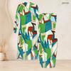 Women Plus Size Two Piece Set Long Sleeve Open Front Cardigan Round Neck Sleeveless Printed Bodycon Dress