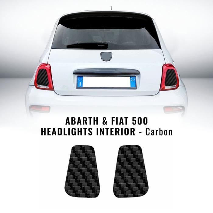 Autocollants Stickers - Abarth Et Fiat - Phares - Carbone - Pack De 2 - Résistants Aux Intempéries