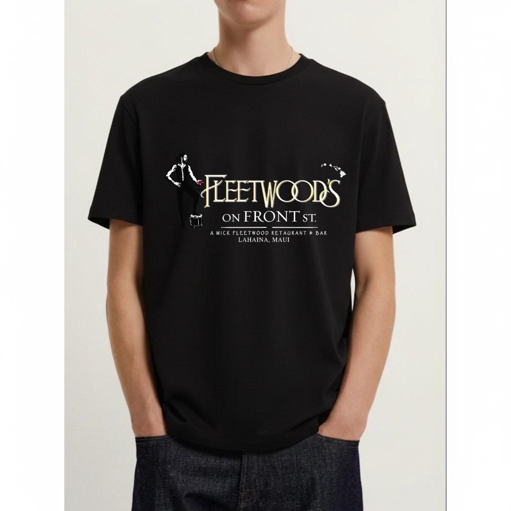 Fleetwoods On Front St Maui Hawaii Black Cotton T-Shirt 2XL