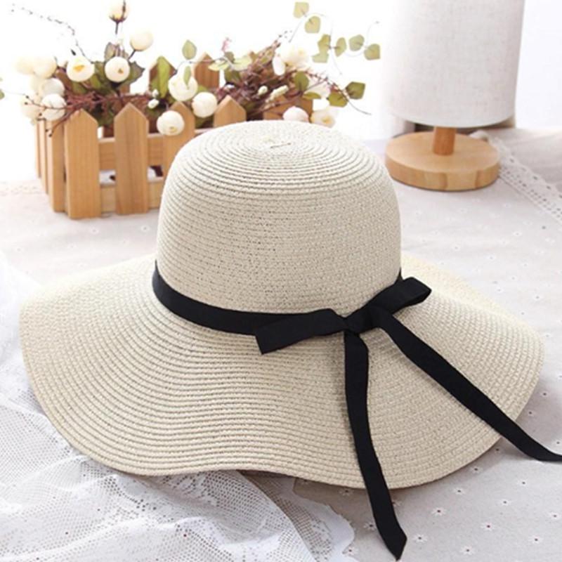 JINRMP Summer Straw Hat Women Big Wide Brim Beach Hat Sun Hat Foldable Sun Block Uv Protection Hat Girls JINRMP Summer Straw Hat Women Big Wide Brim Beach Hat Sun Hat Foldable Sun Block Uv Protection Hat Girls