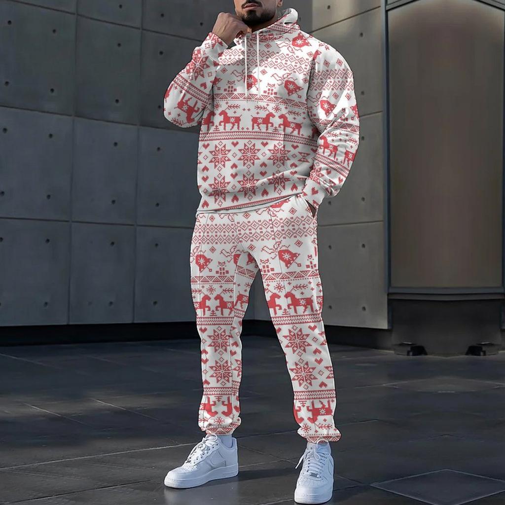 Christmas 3D Print Autumn Hoodies Pants Set Men's Sweatshirts Sweatpants Street Sportwear Two Piece Suits Tracksuit Man Clothing