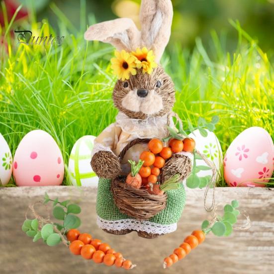 Easter Wooden Carrot Beads String Wood Pendant Spring Home Party Decoration for Birthday Housewarming