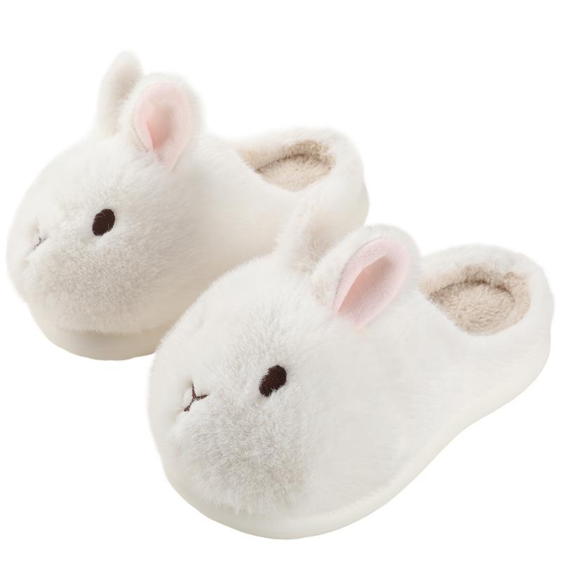 Cute rabbit cotton slippers female winter furry girl heart warm non-slip home indoor and outdoor wear