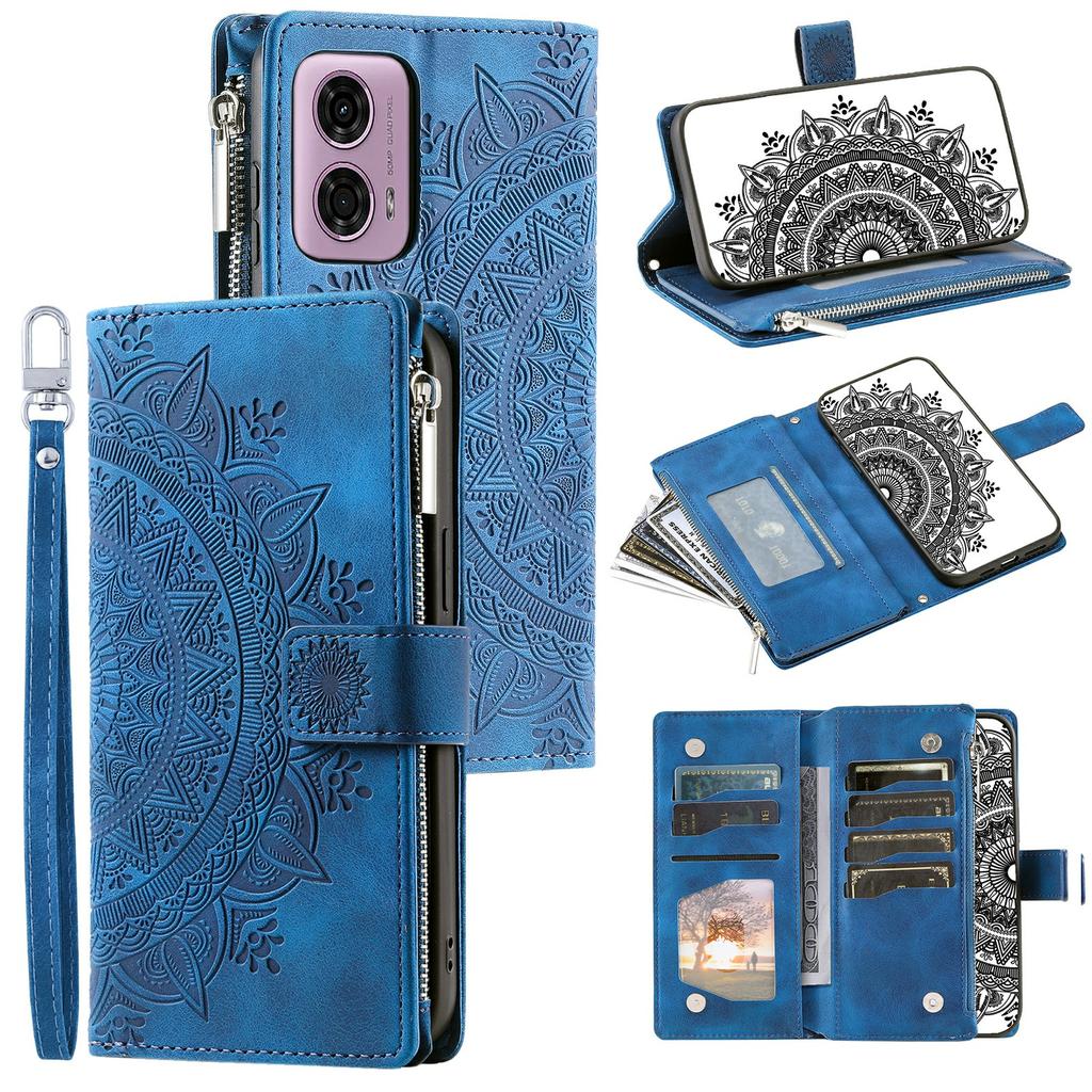 Style 006 For Motorola Edge 50 Fusion 5G Case Mandala Flower PU Leather Zipper Wallet Phone Cover