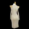 French Style Retro off-the-Shoulder Knitted Sheath Dress Women's Autumn and Winter Long Sleeve Slim Fit Inner Wear Mid-Length Base Skirt