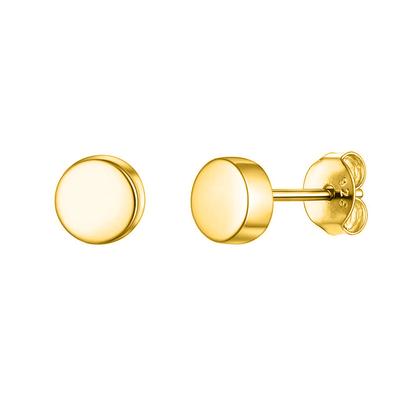 925 Sterling Silver Gold Vermeil Round Disc Stud Earring