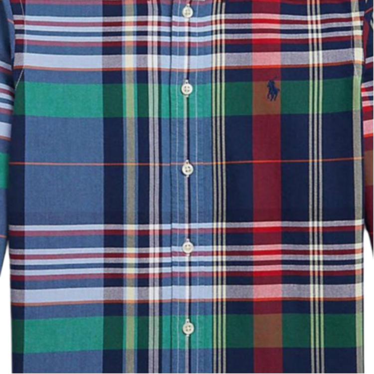 Polo Ralph Lauren Casual Shirt Plaid Cotton Oxford Embroidered Pony Logo Long Sleeve Kids Shirts 323981012-001