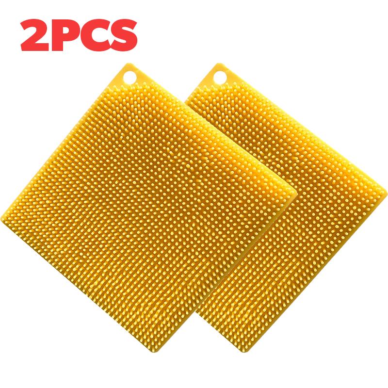 2Pcs Thickened Silicone Cleaning Brush Kitchen Dishwashing Cleaning Brushes Pot Pan Sponge Scrubber Fruit Vegetable Cleaner New