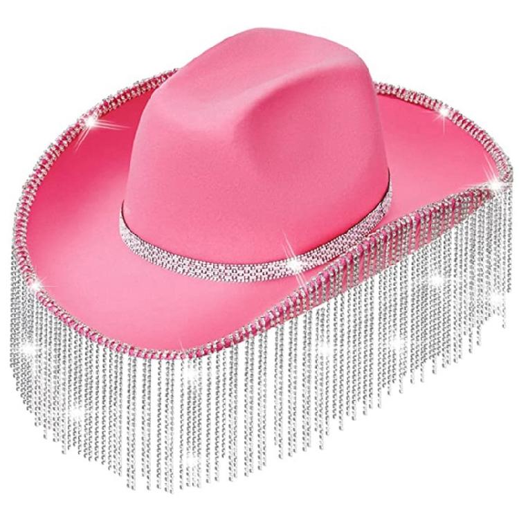 Cowgirl Hat Cowboy Hats Rhinestones Fringe Rave Hat Fit Most Women and Girls
