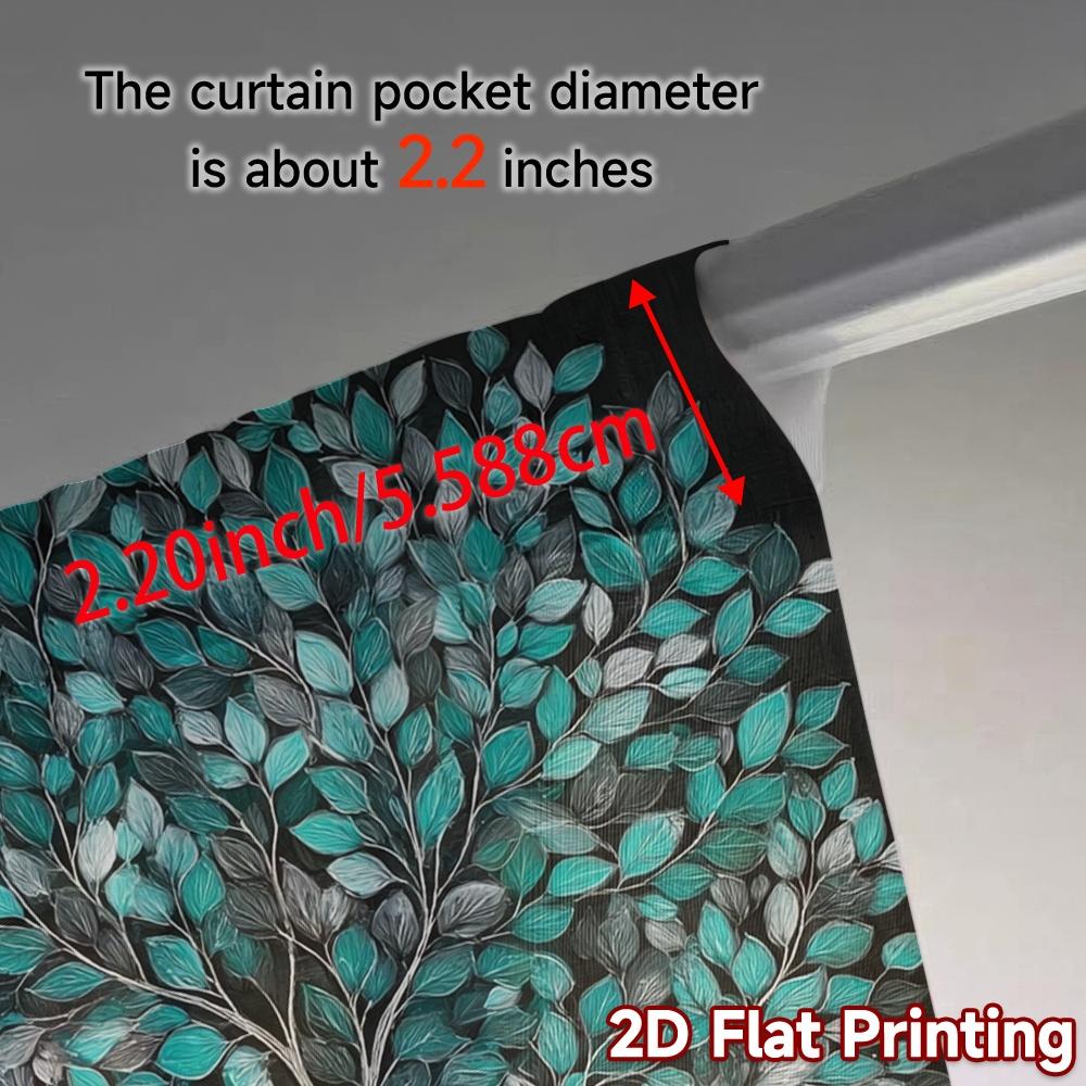 2pcs   2D FLAT PRINTING Curtains (Without Rod) Emerald Tree Minimalist Modern Curtains Durable 100% Polyester Fabric Curtains