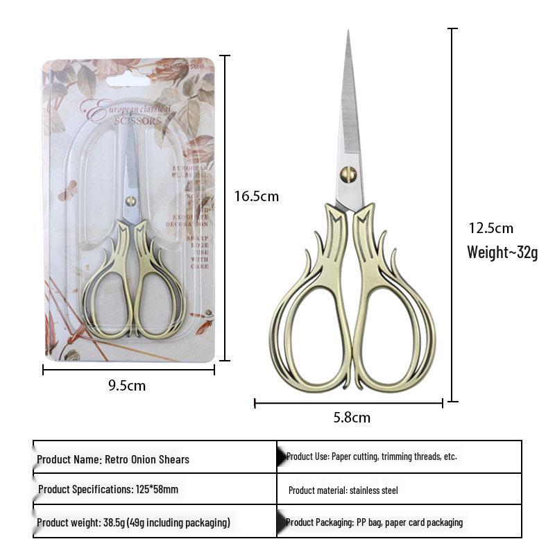 Portable Stainless Steel Scissors for Crafts, Thread Ends & Tea Ceremonies - Sharp Tip, Retro Design