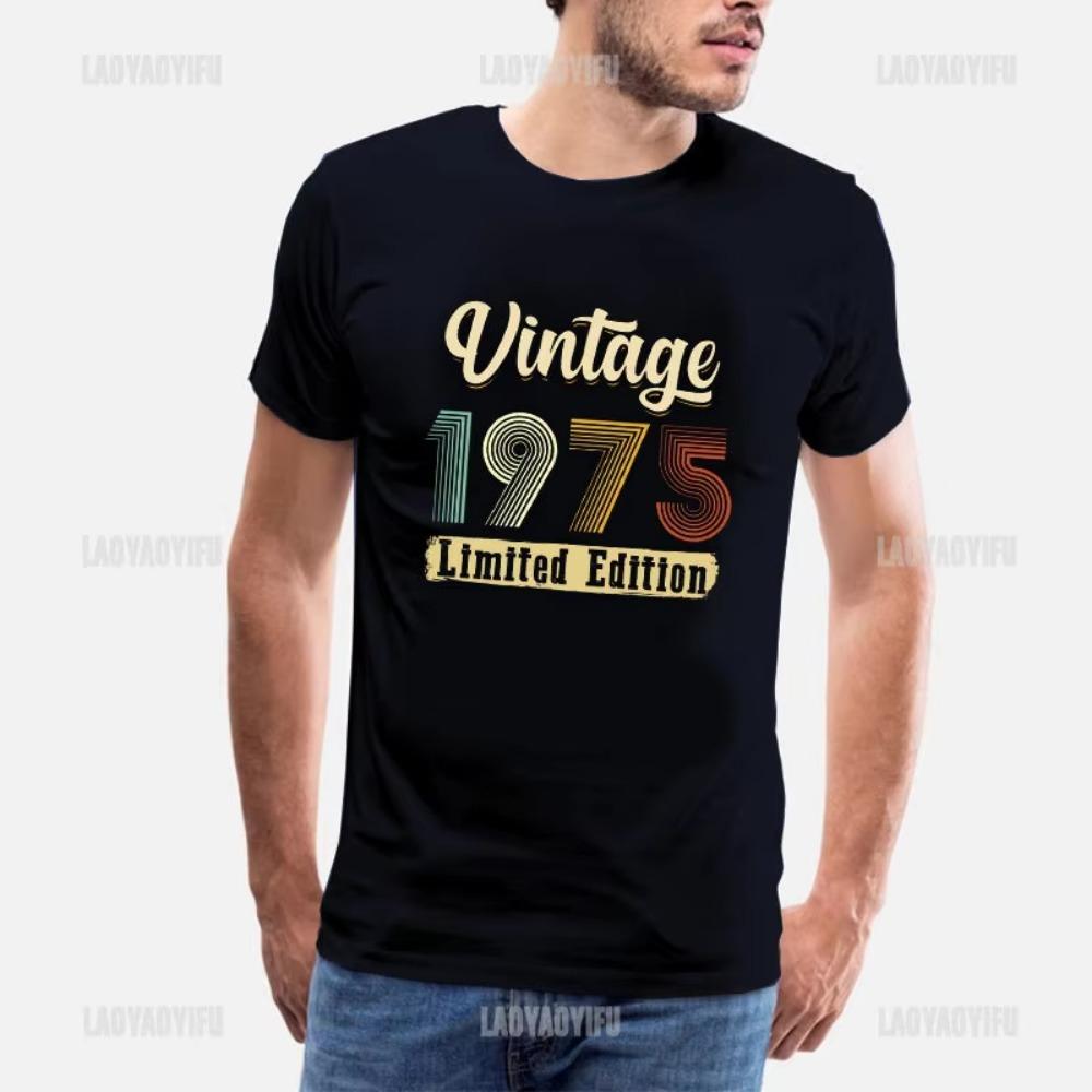 Vintage 1975 Limited Edition Men T Shirts Retro Classic Art Print Tees Short Sleeve O Neck Harajuku Streetwear Birthday Gifts