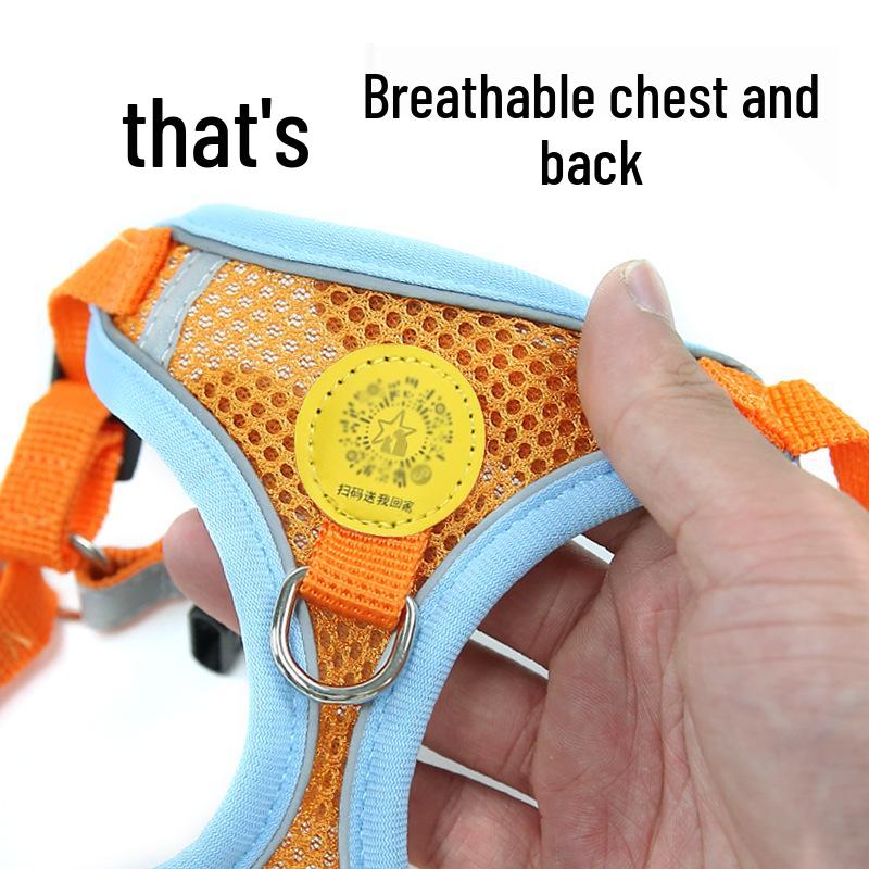 Breathable Mesh Dog Leash & Harness - Vest Style, Anti-Lost, Small/Medium Dogs