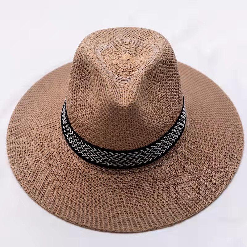 Spring and Summer Outdoor Men's Sunscreen Bamboo Braided Big Edge Hat Sun Hat Beach Hat Men's Straw Hat Western Cowboy Hat Gift