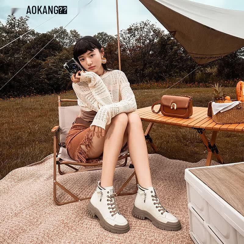 Aokang Women s Retro Mid-Calf Outdoor Boots EU 37