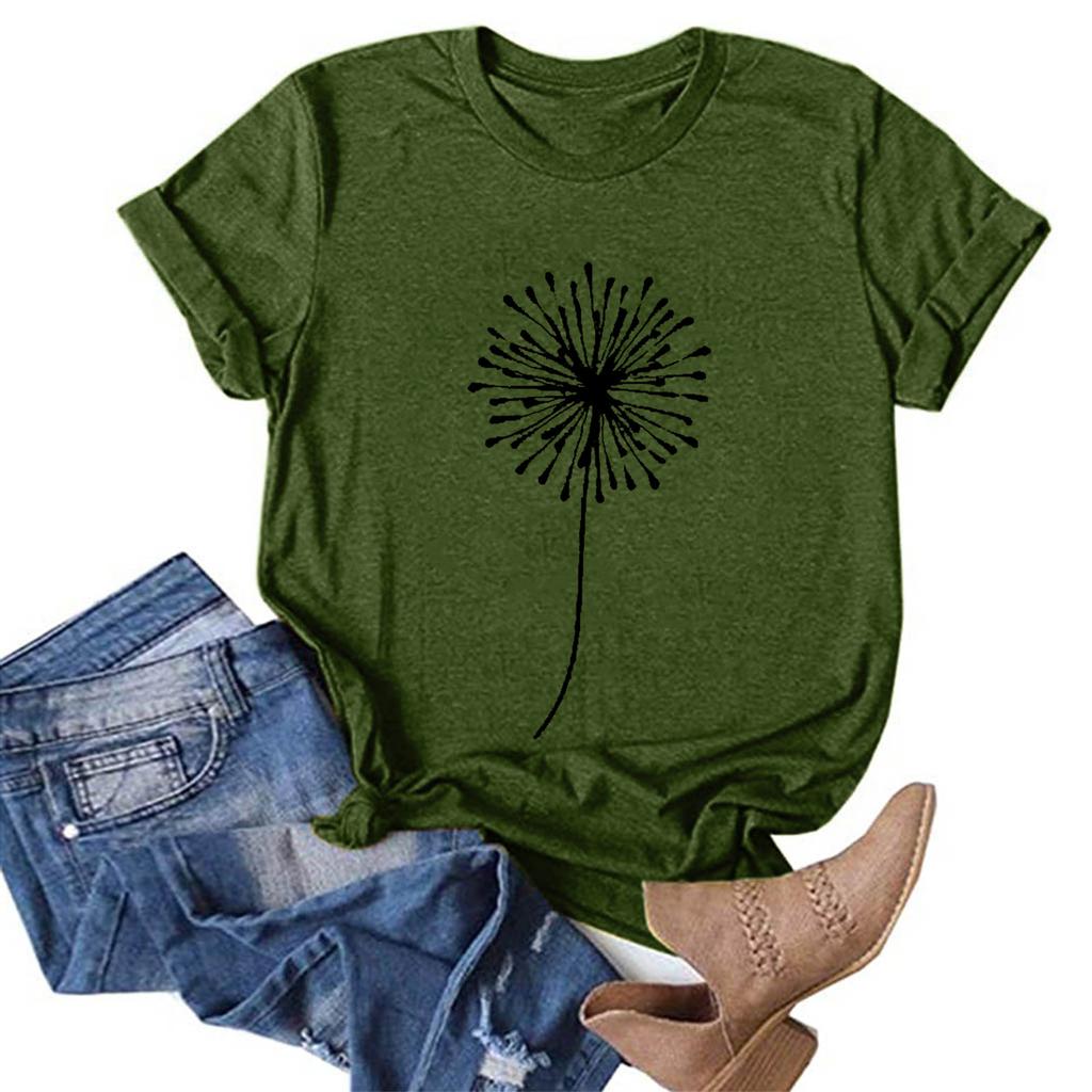 Women Casual Printing Short Sleeves  Loose T-Shirt Blouse Tops