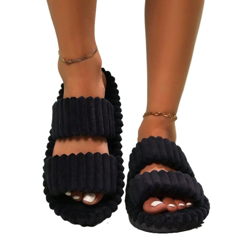 

Домашняя обувь, Плюшевые тапочки с противоскользящей подошвой, Удобная и теплая обувь 36-37 чёрный