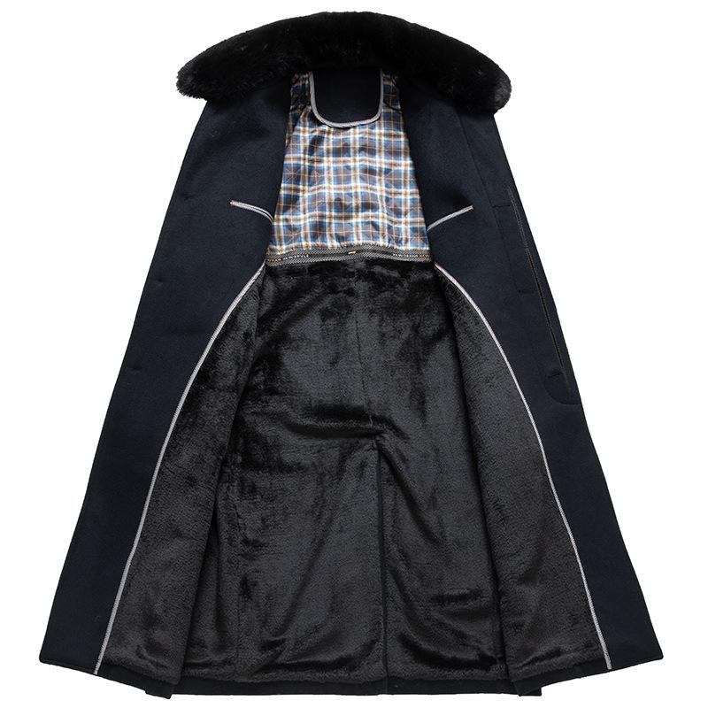 Inverno Nuovo Cappotto Lungo Cappotti Business Causal Leggeri da Uomo Pile Spesso Caldo Misto Lana Cappotto Moda Tinta Unita Collo di Pelliccia Soprabito