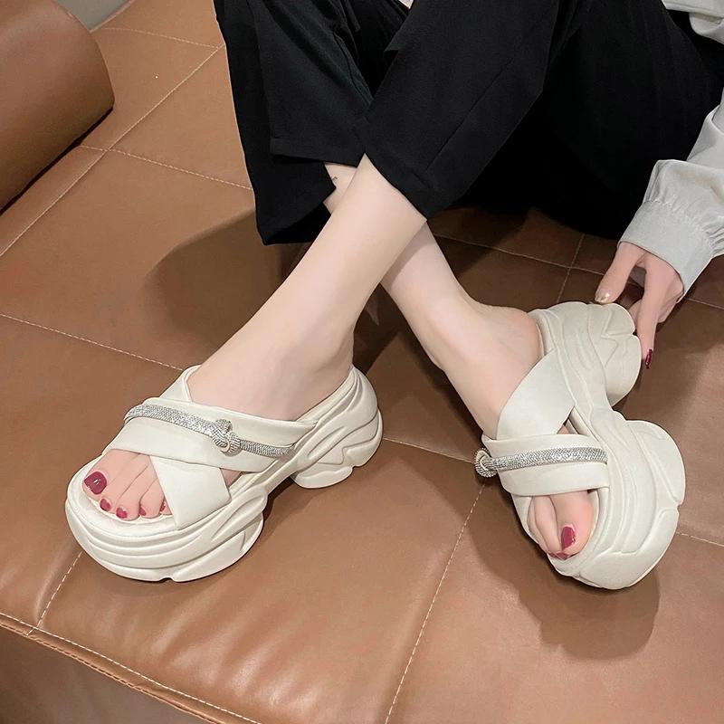 fashion 8.5CM Platform Wedges Slippers Woman Sandals 2024 Women's Flip Flops for Summer Women's Shoes Slippers