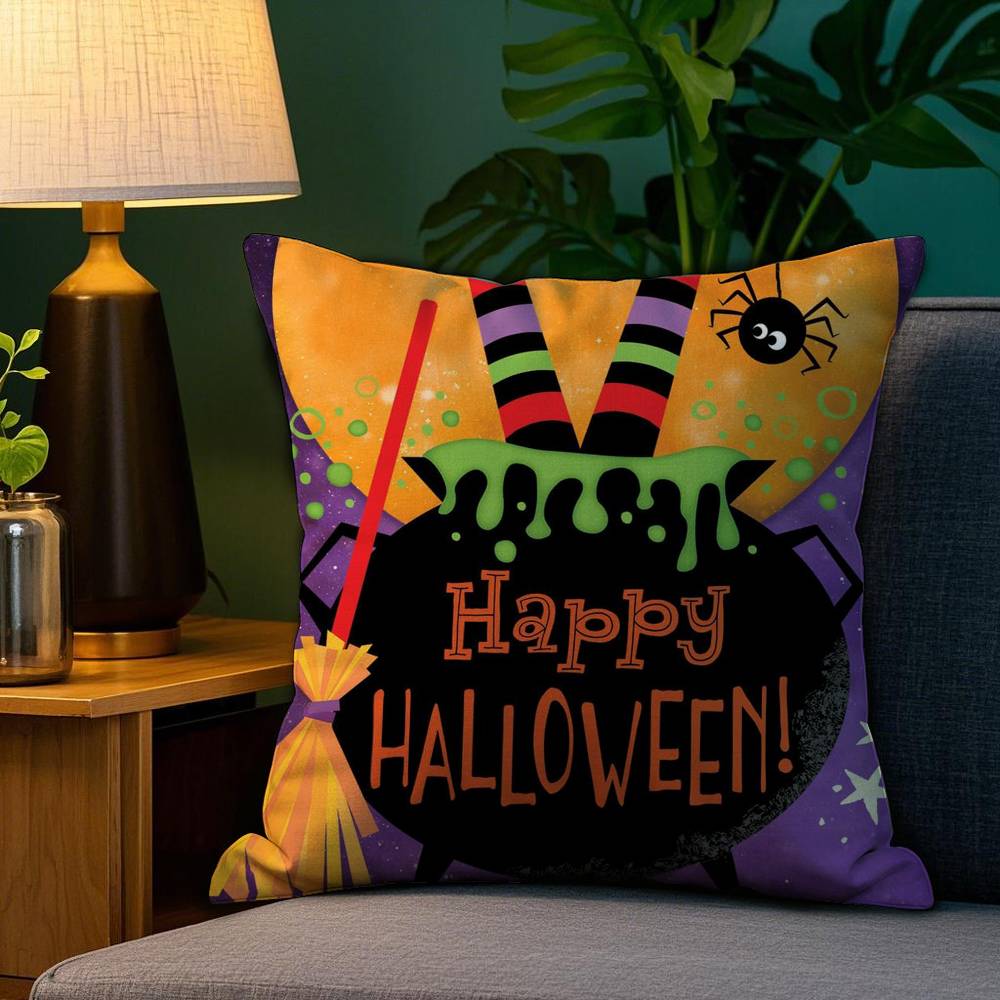 Scary Halloween Bat Pumpkin Pillow Case Sofa Living Room Bedroom Double-sided Printing Square Cushion Nap Time Pillow Case