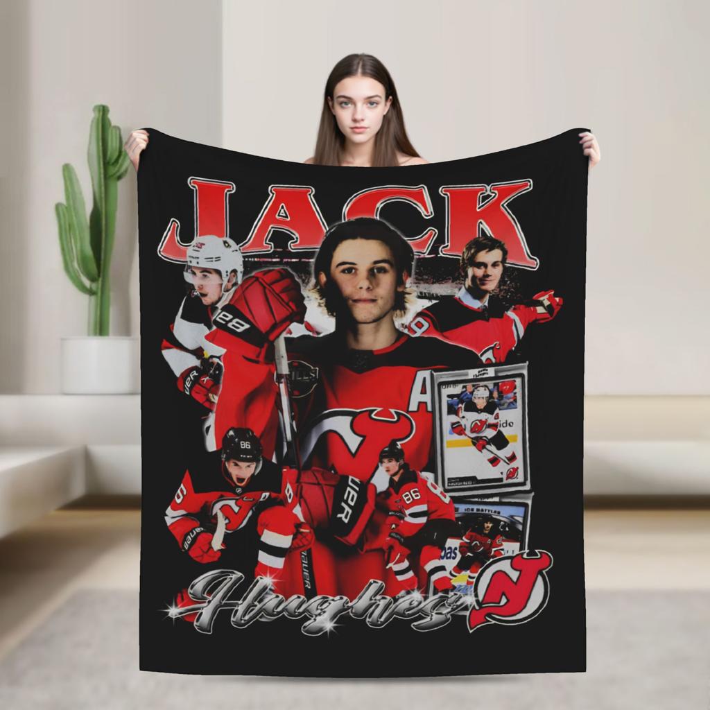 Jack Hughes USA Goldmedaille Hockey Decke Flanell Textil Dekor Multifunktionale Warme Überwurfdecke für Bettwäsche Auto Tagesdecke