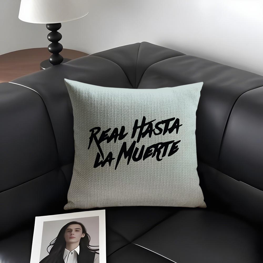 H-Hasta La M-Muerte Hot Cushion Cover Natural Linen Organic Fabric Double-Sided Printing Sofa Home Decor Gift Pillow Case