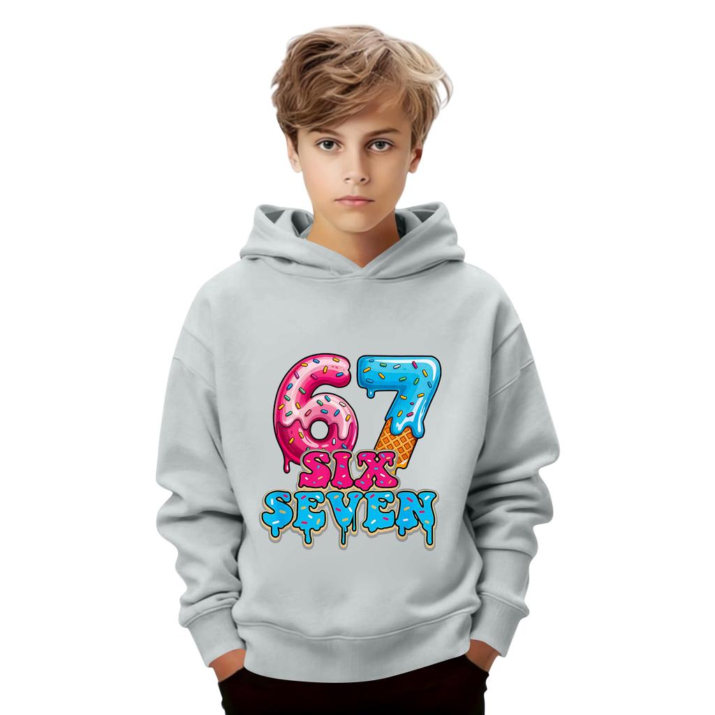 Çocuk Uzun Kollu Bol Kesim Baskılı İpli Kapüşonlu Sweatshirt
