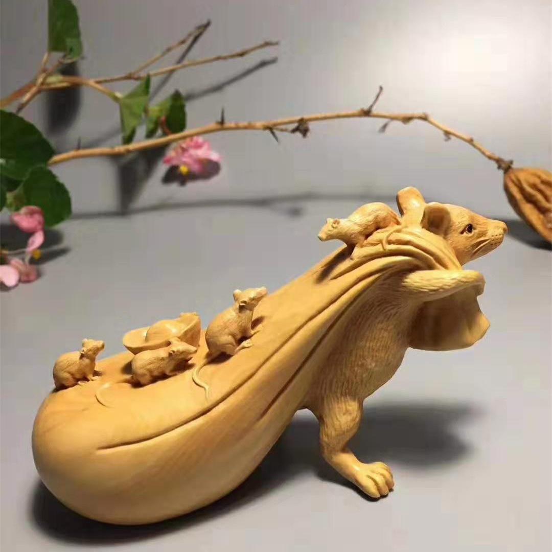 

Кішка розкішна іграшка зловити щур злодій сім ї дерев яний boxwood рука різьблення собаки моляри