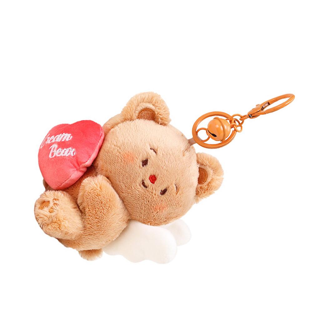 Cute Keychain with Expandable Heart shaped Pendant Practical Bear Keyring Mobile Phone Accessory Pendant for Backpack
