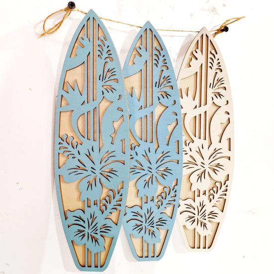 3 Pcs Wooden Surfboard Wall Decor Hollow Flowers Wall Art Beach Ocean Boho Wall Hanging Ornaments for Living Room Bedroom