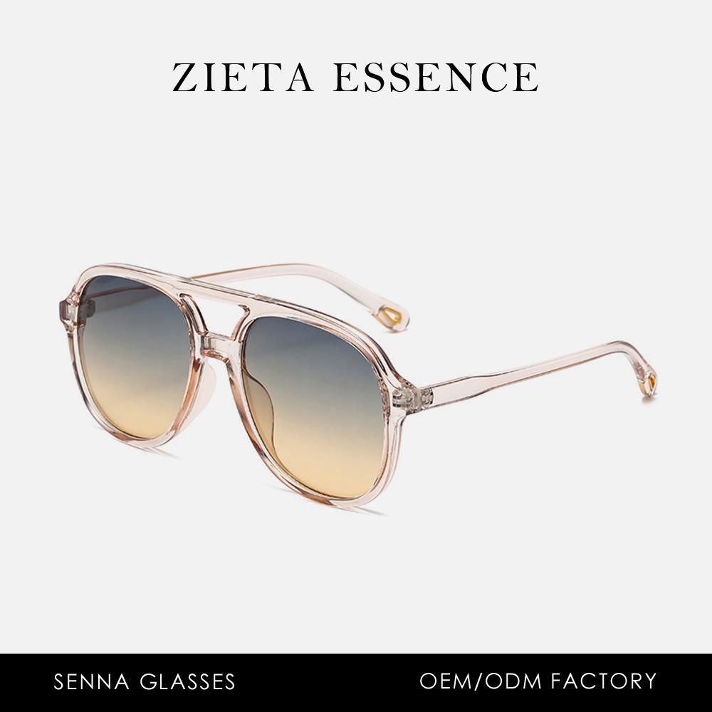 Double Beam Large Frame Polarized Sunglasses Retro Pilot Plain Literary Street Sunglasses