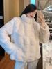 France Elegant Fur Warm Short Coat Women Winter Fleece Vintage Stand Collar Wool Jacket Korean Fashion Designer Clothes 2024 New