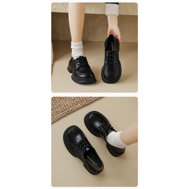 Small Leather Shoes with Thick Soles for Women with Soft Soles