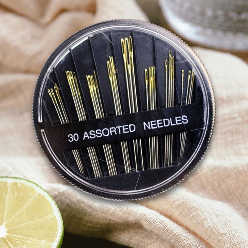 30PCS Popular Assorted Hand Sewing Needles Embroidery Mending Craft Quilt Sew Case Suitable for Leather Denim Silk Canvas Cotton