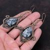 Brinco Pinolith Jasper Brincos Enrolados em Fio de Cobre Joias com Pedras Preciosas Brinco Elegante Feito à Mão Pinolith Jasper Joias de Cobre Presente de Casamento