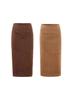 Women's Suede Bodycon Midi Skirt - Autumn/Winter Korean Retro Style