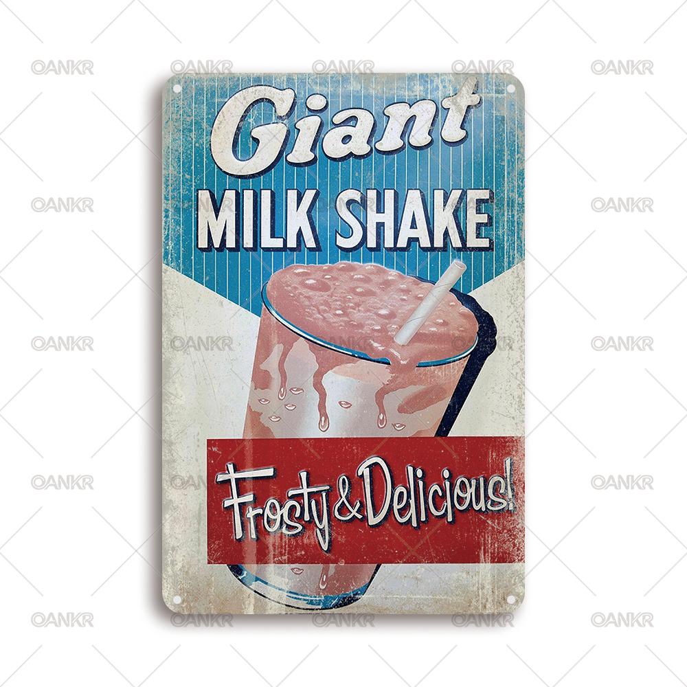 

Vintage Art Beer Poster Metal Tin Sign Giant Milk Shake Frosty Delicious Wall Posters Metal Signs for Pub Bar Home Decor Plaque 20x30cm（7.8x11.8inch）