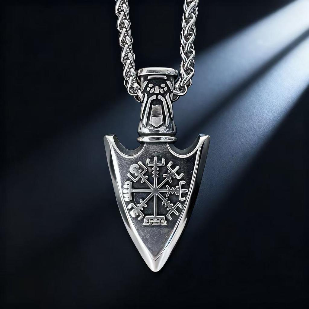 YQ 316L Stainless Steel Nordic Odin Viking Rune Spear Pendant Necklace For Men Punk Jewelry Accessories