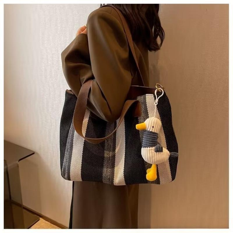 New Style Large-capacity Striped Single-shoulder Bag, Fashiable and Trendy Casual Handbag, Stylish Tote and Crossbody Bags sac