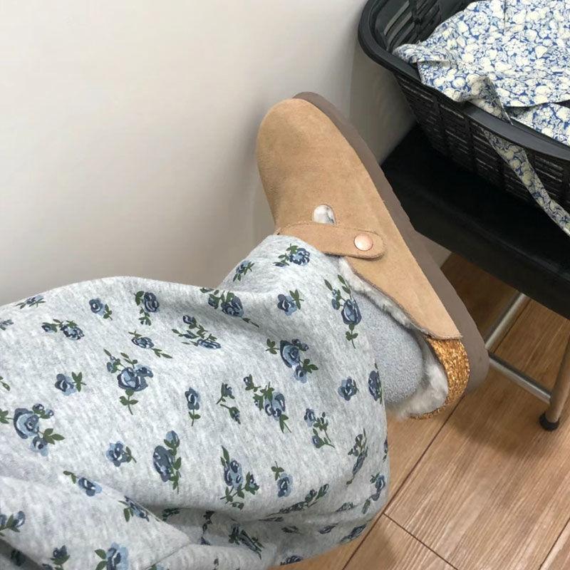 Spring/Autumn Lazy Style Retro Floral All-Over Print Wide-Leg Loose Casual Sweatpants for Women - Trendy Fashion