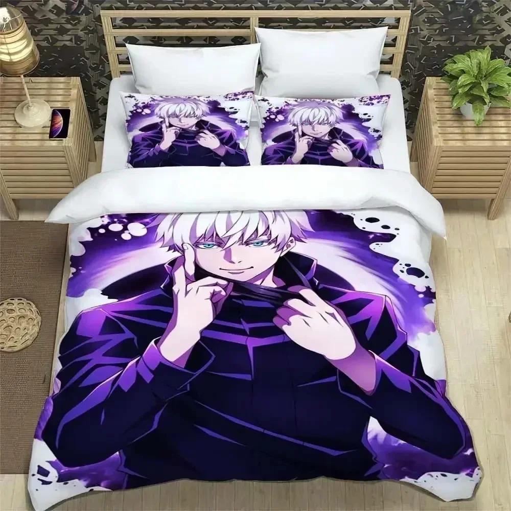 

New Anime Jujutsu Kaisen Satoru Gojo Bedding Set Soft Comforter Cover With 1/2pcs Pillow Shams For Kids Adults Duvet Cover 135x200cm