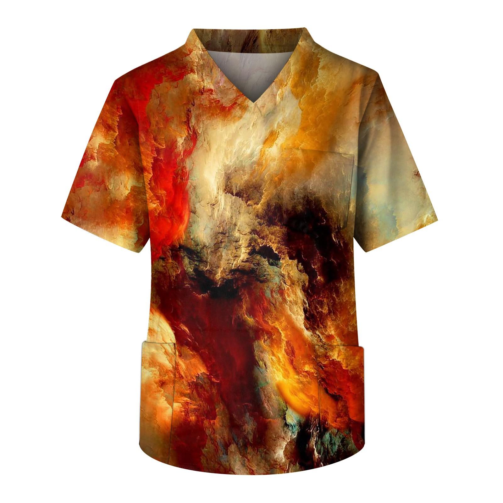 

Men s 3D Smoke Print Short Sleeve Shirt Casual V-Neck Lightweight Summer Top, Breathable & Stylish M