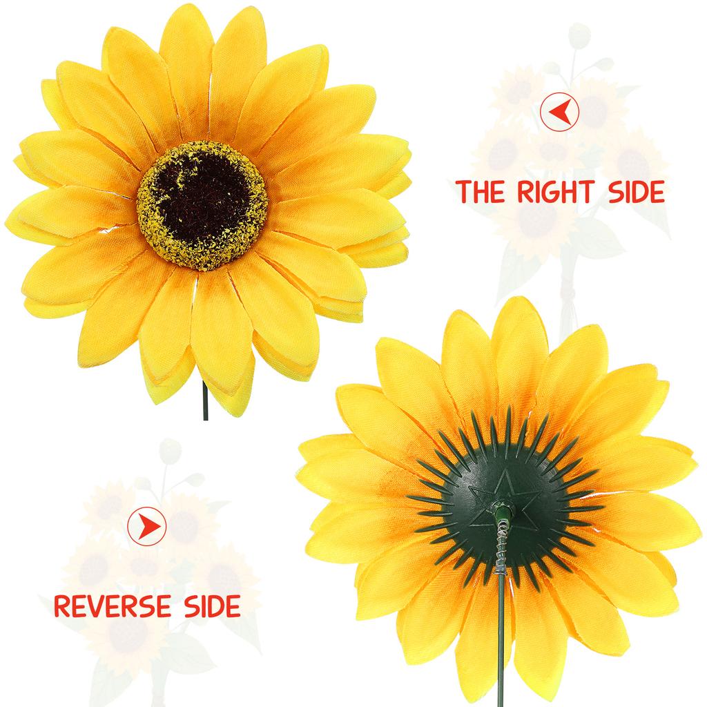 Garden Sunflower Stake Outdoor Decorations Landscape Courtyard Villa Simulation Lawn Pole 5pcs Pots Shape Sign