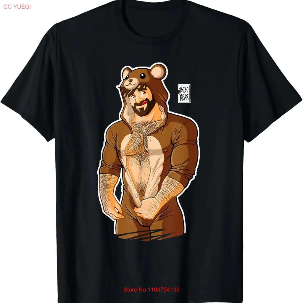 Unisexs Black Cartoon Bear T Shirt Small Crew Neck Classic Fit L Vintage Washed Versatile Slightly Stretched Homme Fashion