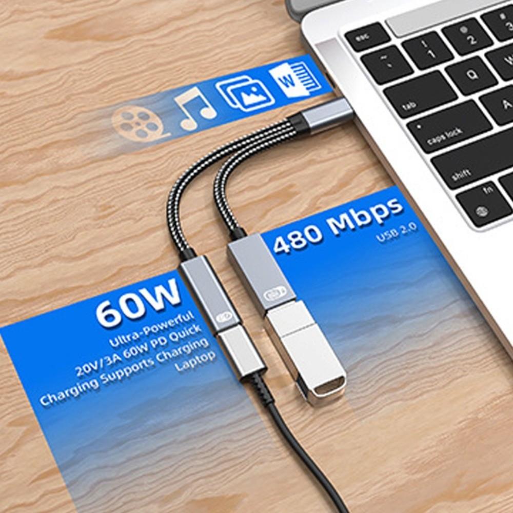 Converter 2-in-1 USB C To Audio Cable Type C 2-in-1 Multifunctional Adapter  Computer/Phone/Tablet