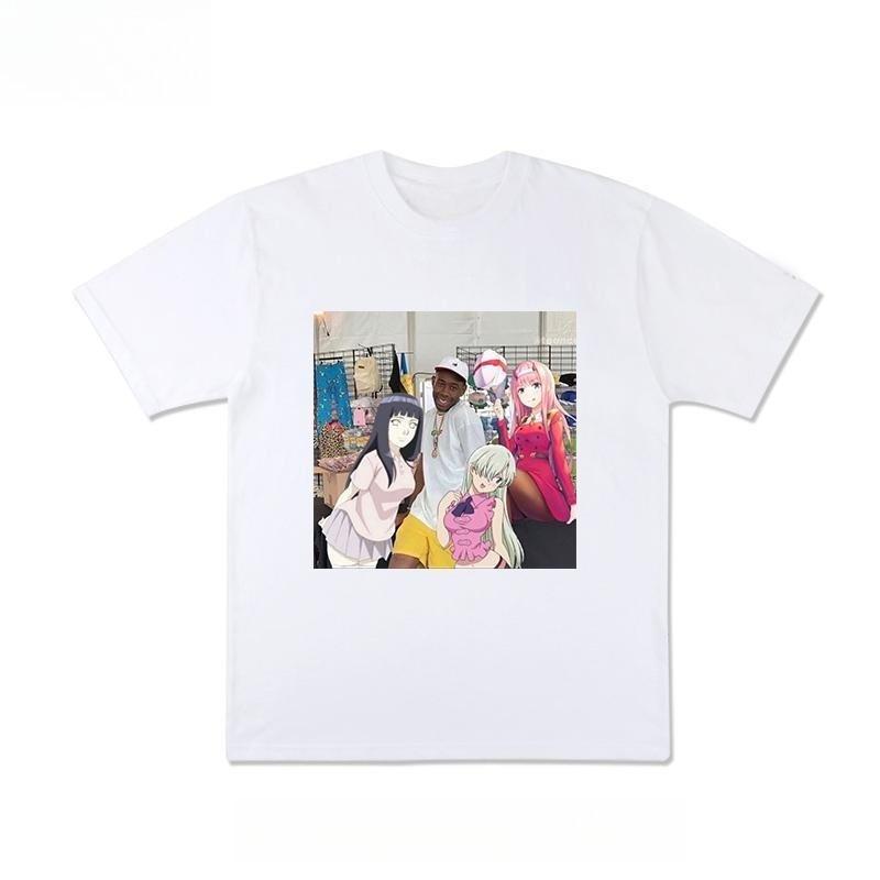 2025 Autumn Heavy Pure Cotton Tide Brand Animation and Real People Linkage Printing T-shirt Men's and Women's Versatile T-shirt