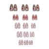 30Pcs Cat-Eye Gem 3D Rose-Nail Art Fake Nails With Golden Edge