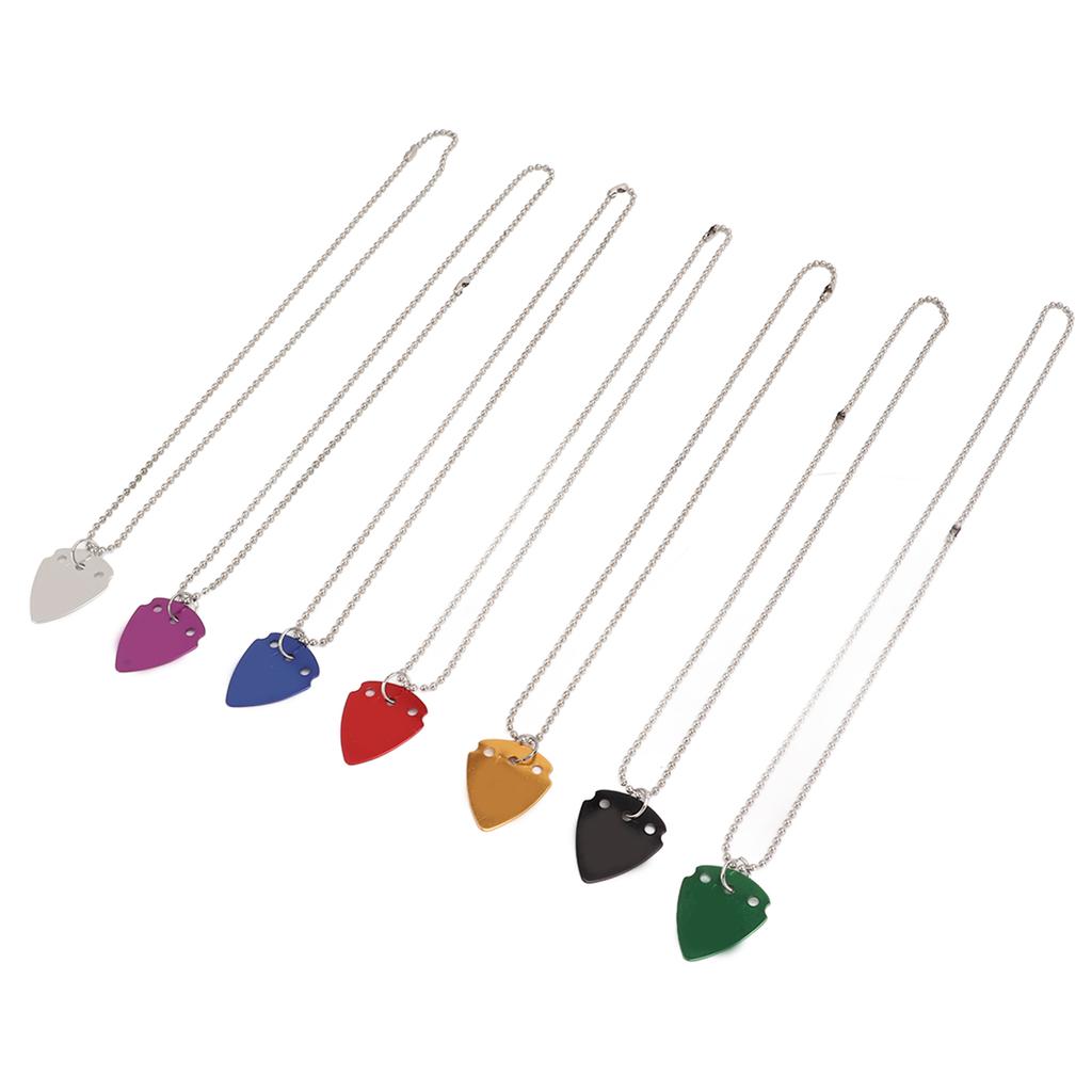7PCS Guitar Pick Necklace Colorful Unique Design Portable Artistic Metal Guitar Pick for Musician