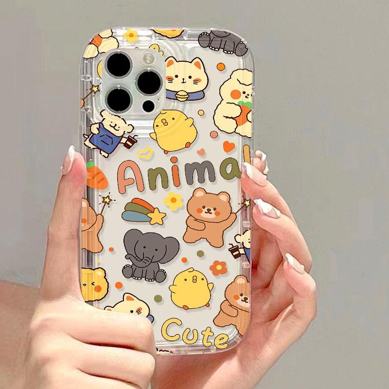 Cute Little Animals Apply To iPhone17ProMax Airbag Mobile Phone Case 14Pro Apple 13/15 Factory